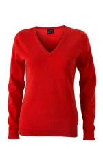 JAMES & NICHOLSON Ladies' V-Neck Cotton Pullover - Classic Design JAMES & NICHOLSON LADIES' V-NECK PULLOVER