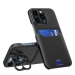 iPhone 14 Pro Leather stand  Cover - sort