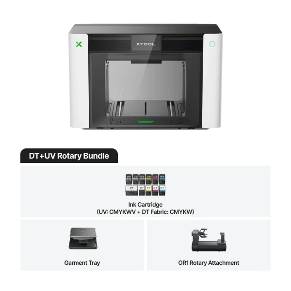xTool O1 Omni Printer UV og DTG Rotary Bundle xTool O1 Omni Printer UV og DTG Rotary Bundle