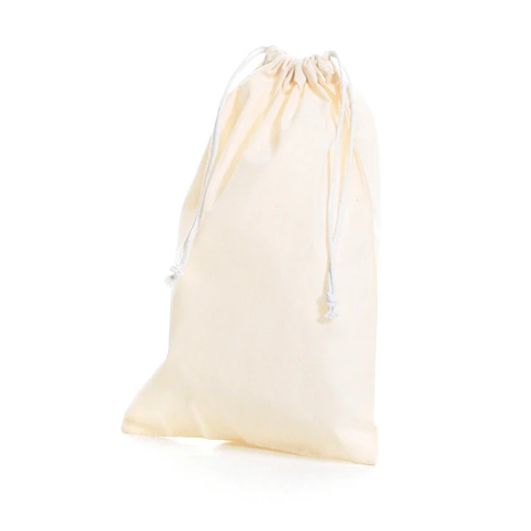 Stor Frugtpose med Snoretræk - 100% Bomuld, Lærredskvalitet - 28cm x 40cm Stor frugtpose med snoretræk