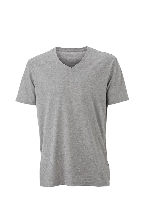 <b>JAMES NICHOLSON MEN'S HEATHER T-SHIRT</b> - Meleret V-hals T-shirt i single jersey blend. Loose-fit. Let faconsyet (Dame). El JAMES NICHOLSON MEN'S HEATHER T-SHIRT