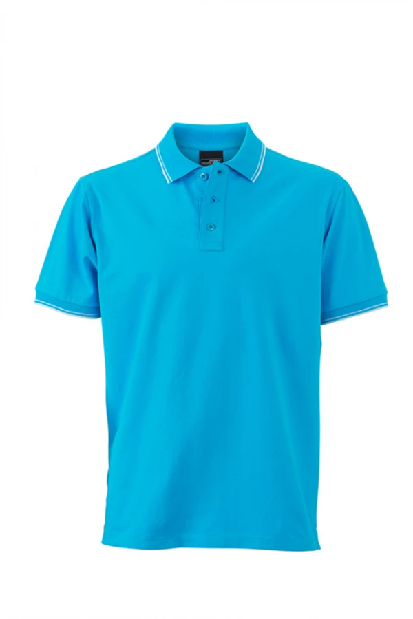 James & Nicholson Men's Polo - Stretch Piqué Quality with Contrast Stripes JAMES & NICHOLSON MEN'S POLO