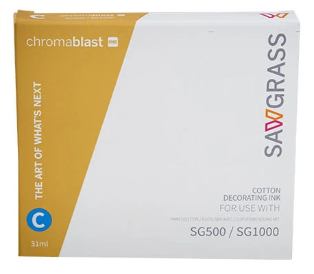 Sawgrass Chromablast UHD Cyan Blækpatron 31ml til SG500/SG1000 Sublimationsprintere | Til bomuldstøj Sawgrass chromablast UHD - Cyan - 31ml til SG500 og SG1000
