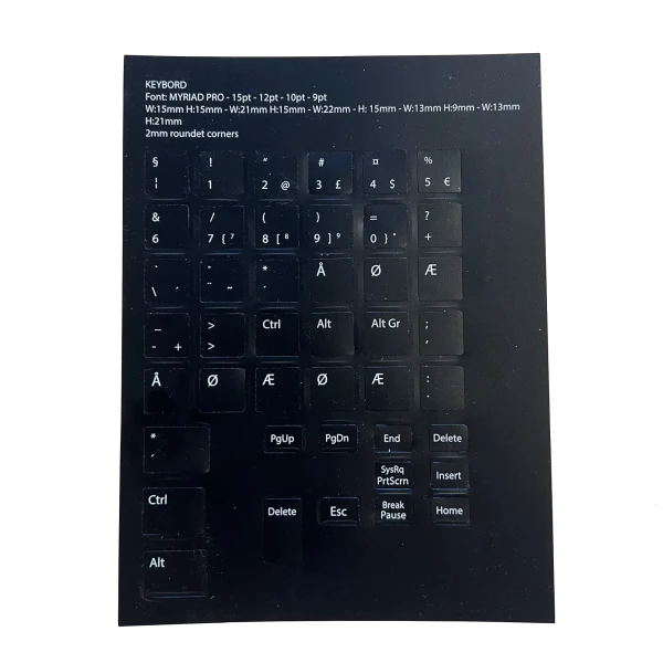 Sort Tastatur Sticker - Dansk Layout - Dell og Lenovo Tastatur Sticker - Dansk Layout - Sort med Myriad pro font.