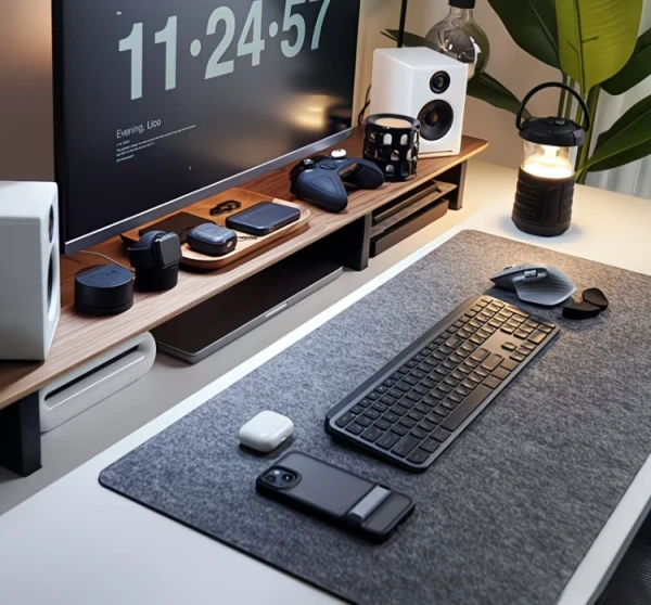 Polyester Felt Desk Mat Large Gaming Mouse Pad 90X40 cm-  dark grey