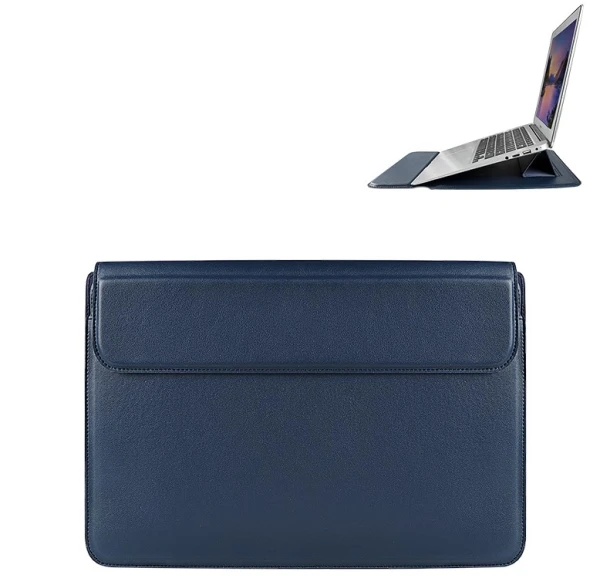 DEVIA Sleeve med Standfunktion til Macbook Air Pro 13"/14" Ultra-Tynd - blå 13"/14" Sleeve Cover - blå