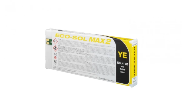 Eco-sol Max 2 Yellow Ink Cartridge 220ml for Roland BN-20 & BN-20A - Original Eco-sol Max 2 - 220ml - Gul