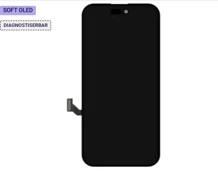 iPhone 15 - Soft OLED LCD Sk&aelig;rm Diagnosable - Sort