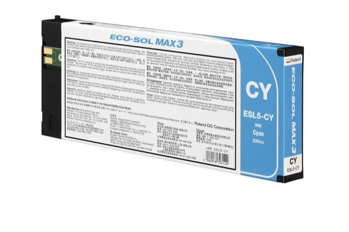 Eco-sol Max 3 Cyan Blækpatron 220ml - Original til Roland BN2 Eco-sol Max 3 - 220ml - Cyan