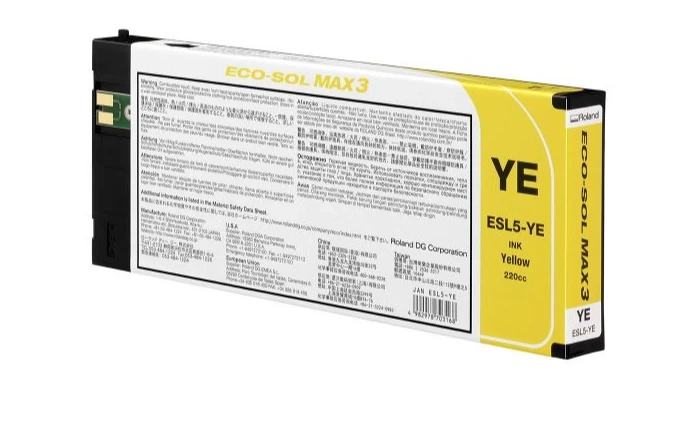 Eco-sol Max 3 Yellow Ink Cartridge 220ml for Roland BN2 - Original Eco-sol Max 3 - 220ml - Gul