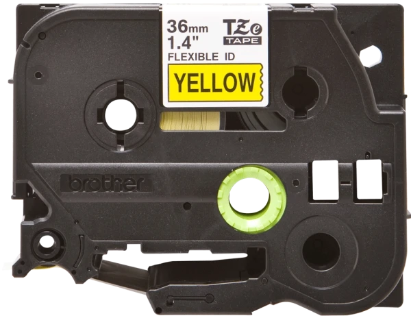 Brother original TZe-FX661 tape – sort tekst på gul, fleksibel kabeltape, 36 mm bred Brother original TZe-FX661 tape – sort tekst på gul, fleksibel kabeltape, 36 mm bred